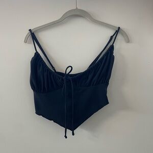 Black Ruched Crop Top